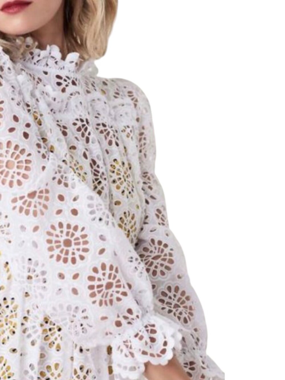 Diane von Furstenberg New Leandra White Eyelet Embroidery Midi Dress Size 4 - Picture 9 of 12